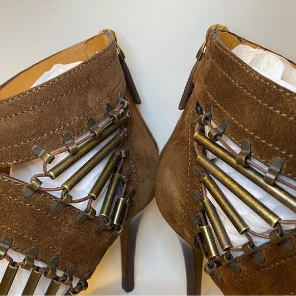 Ralph Lauren 2014 Collection Brown Suede Brass Bead Embellished Blephina Sandal - Picture 6 of 16